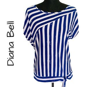 DIANA BELL-Modern Twist on a Retro 80’s Striped Top, Size Medium